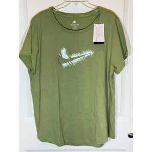 Nike Womens‎ 1X Olive Green The Nike Tee Sparkle Swoosh T Shirt NWT